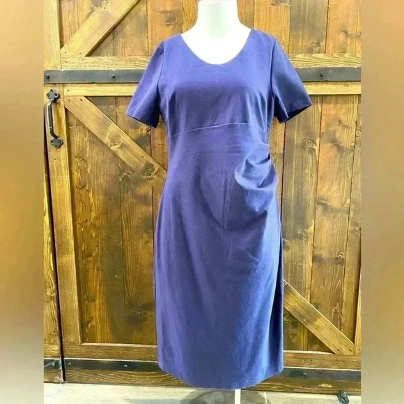 NEW BODEN Knit Sheath Dress Blue Rouched Ponte Woman’s 18L - Picture 1 of 7